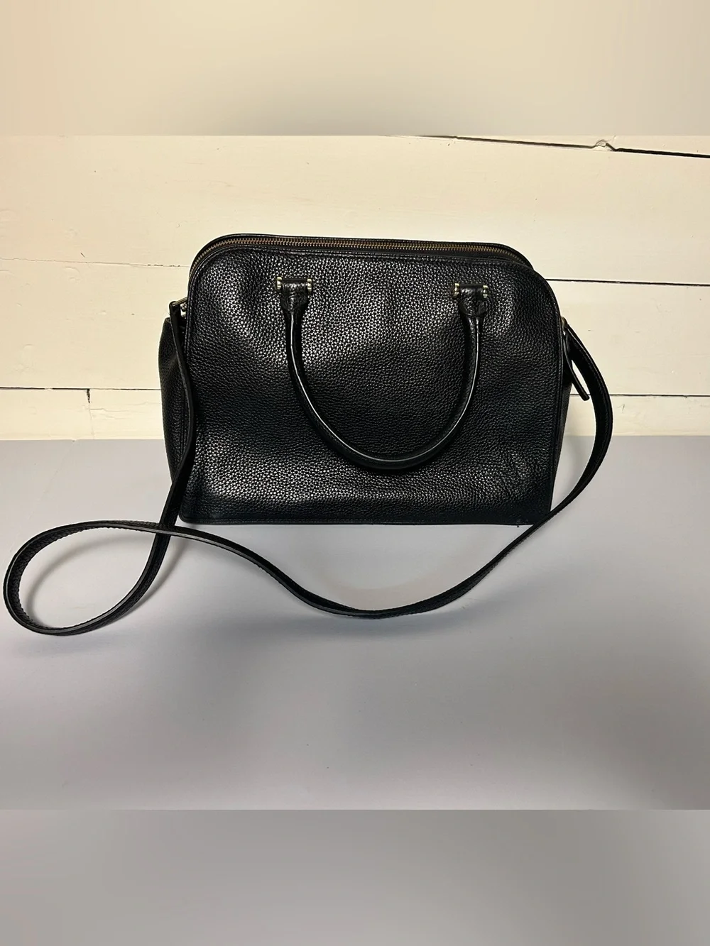 Kate Spade Chester Street Black Pebbled Leather Satchel with Tassel Zip